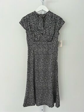 BRYAN BRADLEY BLACK AND WHITE SILK HEART DRESS SIZE US 6 NWTS!
